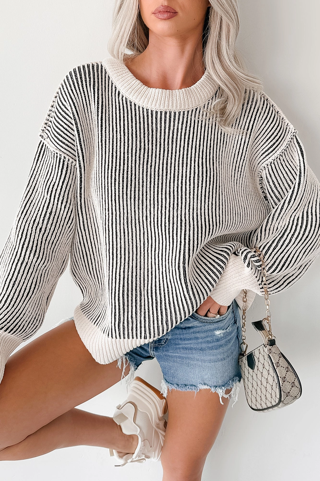 Snug Haven Two Tone Zenana Sweater (Black) Layered Hem Reinforcement ReflectiveTrims