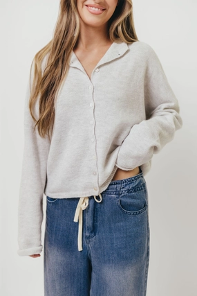 LayeredCuff Piper Cardigan in Light Grey