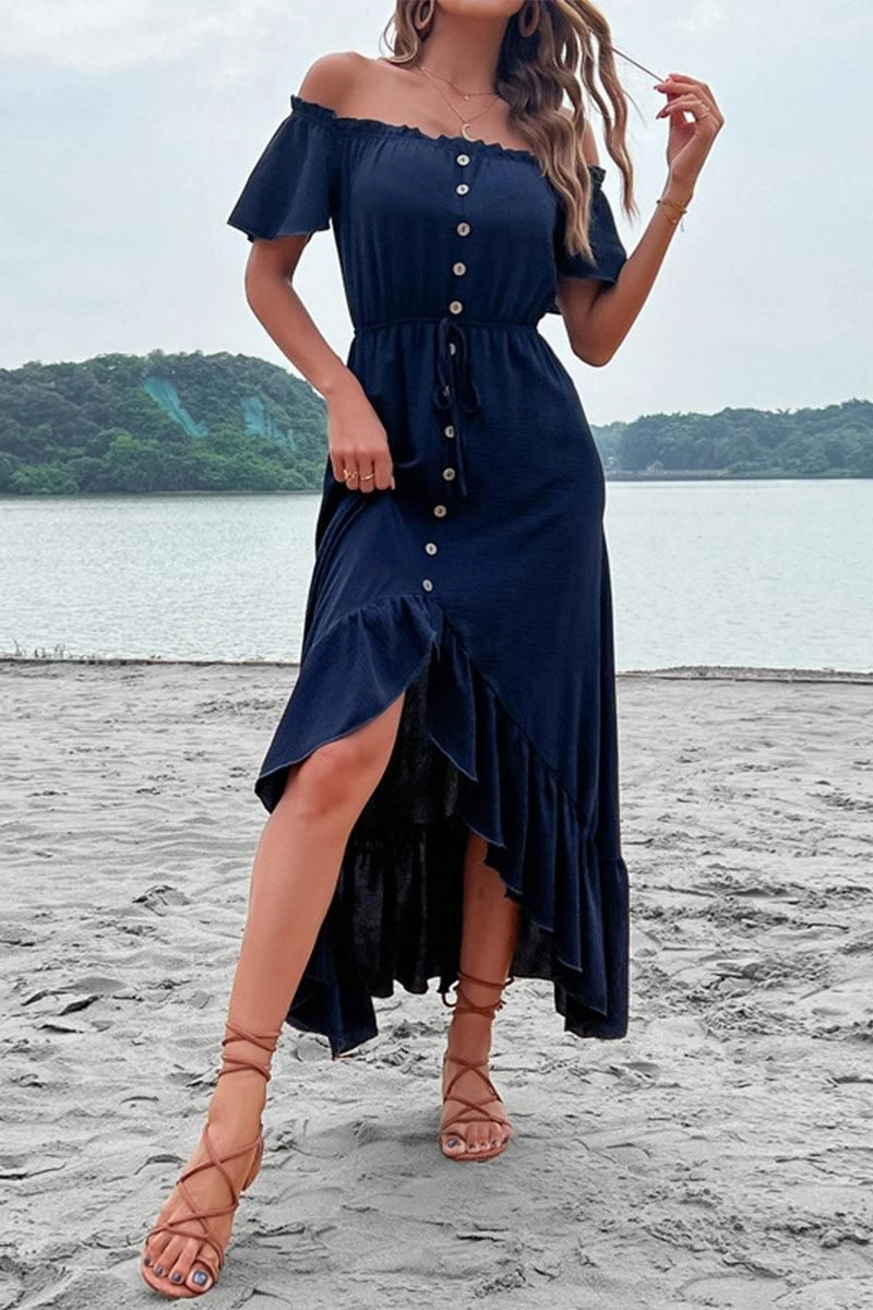 Tall Fit OFF SHOULDER BUTTONED DRESS