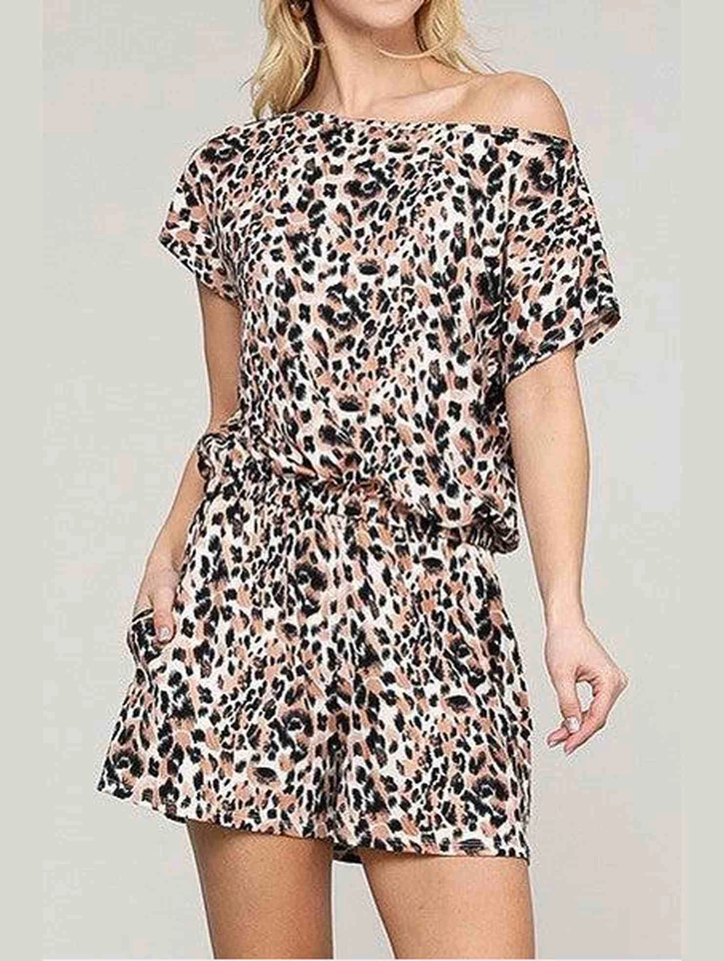 Soft Touch Blend Casual Button-Down OFF SHOULDER ELASTIC WAIST ROMPER