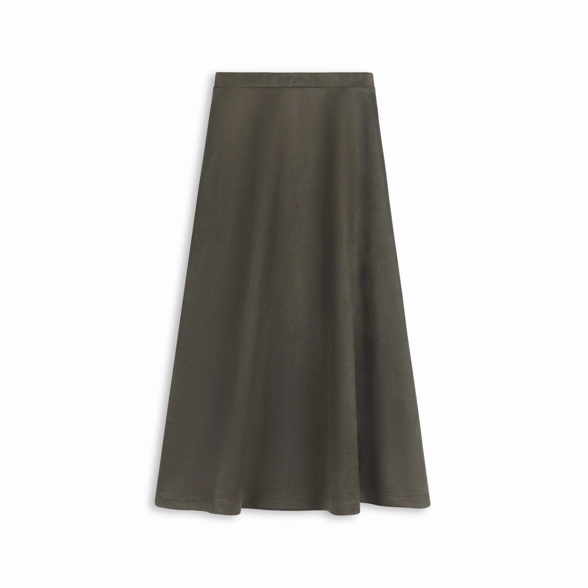 Oops Olive Suede A Line Midi Skirt WB3CM8614SM Runway Ready Street Attire
