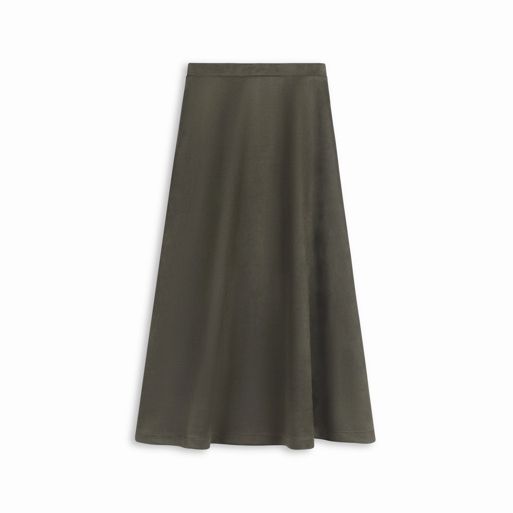 Department Store Style Fashion Details Oops Olive Suede A Line Midi Skirt WB3CM8614SM
