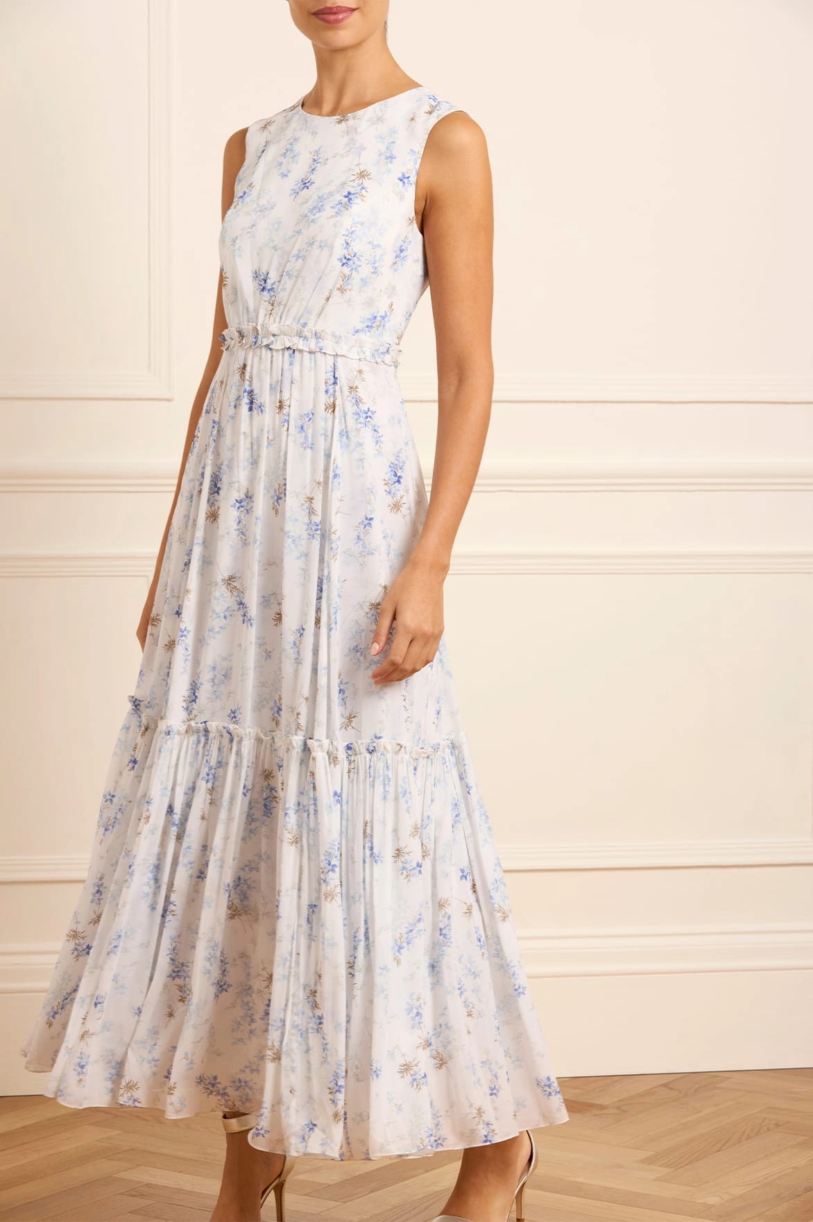 Ophelia Ditsy Harper Chiffon Cape Ankle Gown MoldResistantTexture