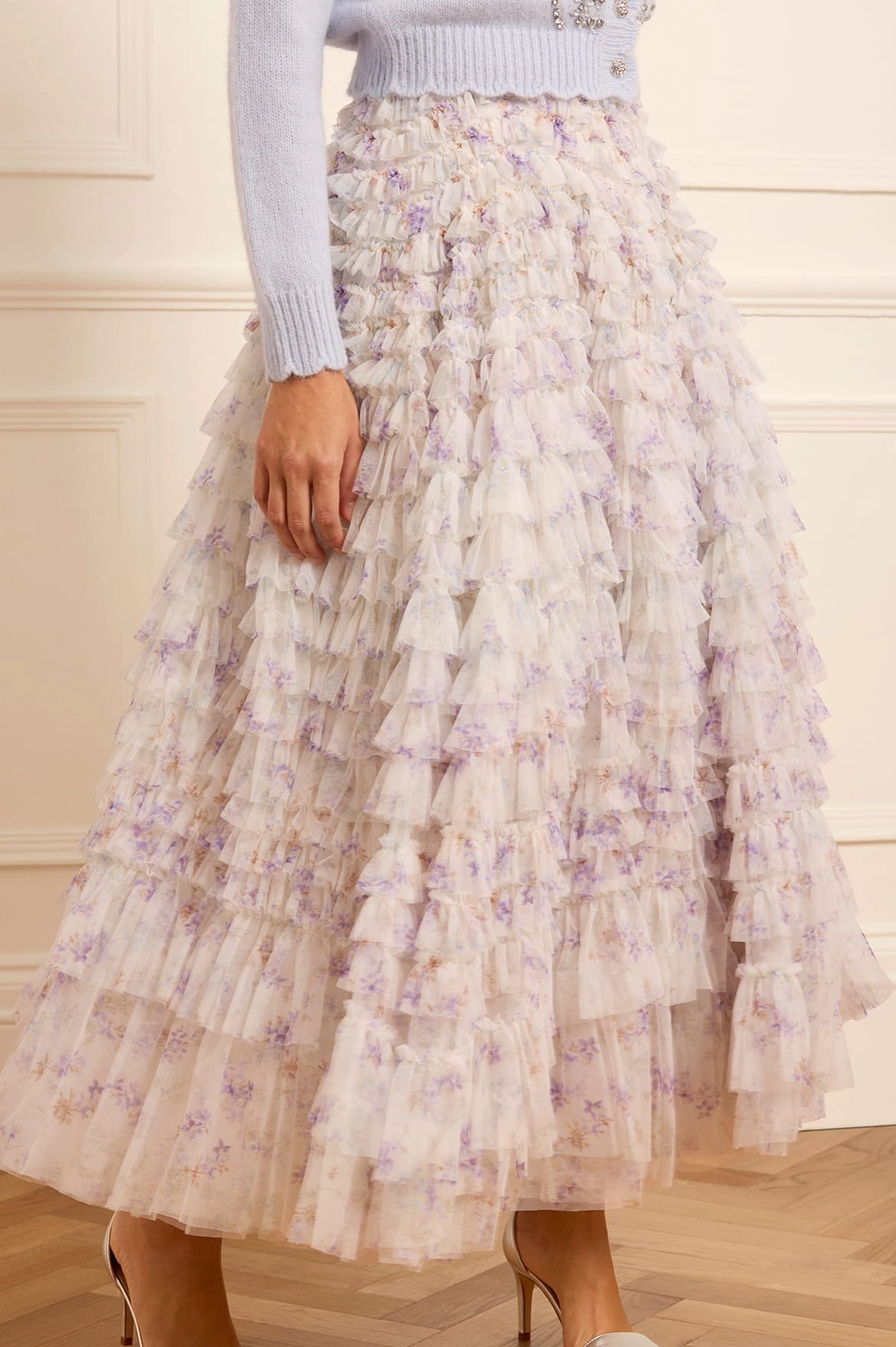 Ophelia Ditsy Hattie Ruffle Ankle Skirt Matte-finish Social Ease