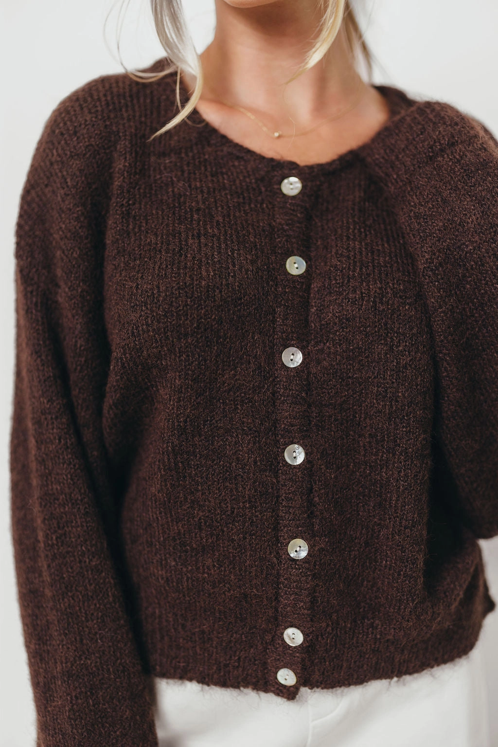 Lucas Cardigan Top in Dark Chocolate Sustainable Production Certified