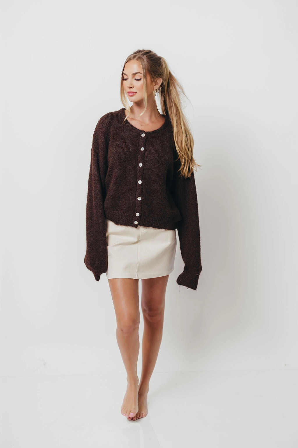 AbrasionResistant Surface Lucas Cardigan Top in Dark Chocolate