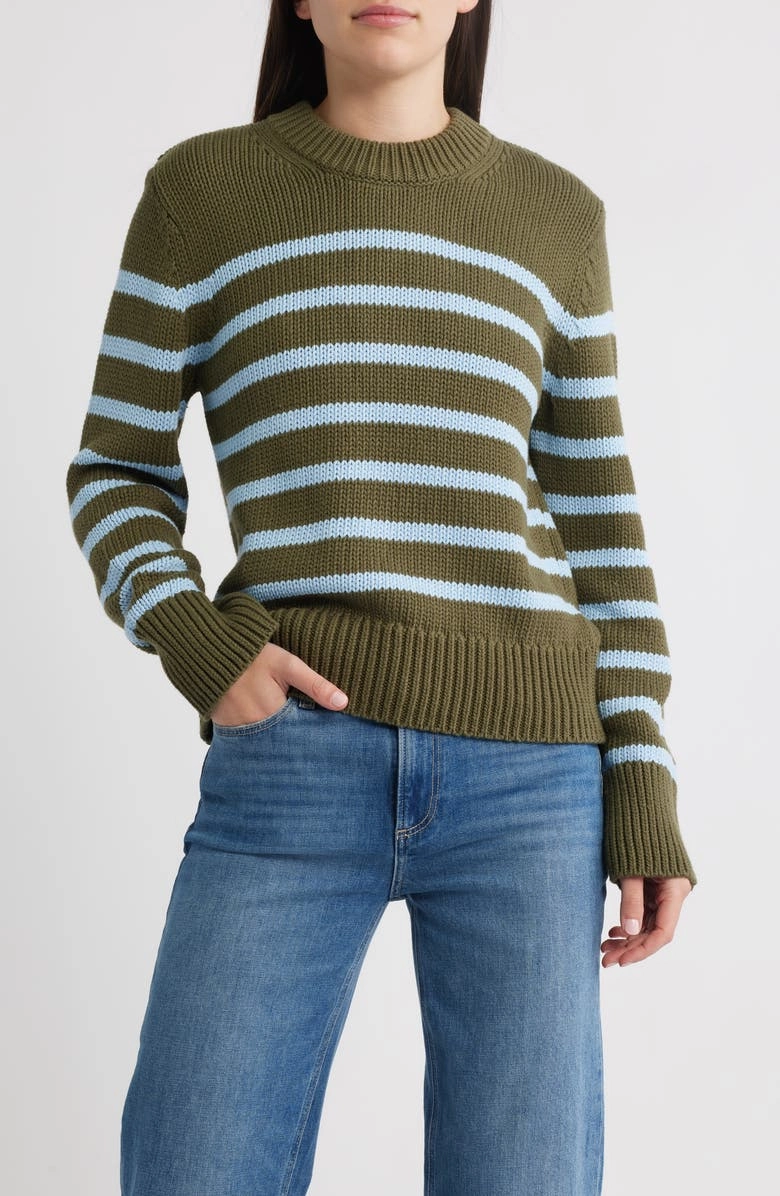 Alise Sweater Olive Sky Stripe ButterSoft Handfeel