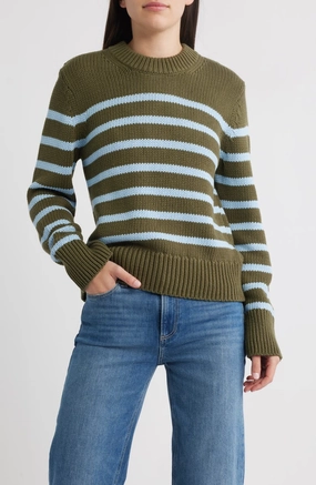 Alise Sweater Olive Sky Stripe ButterSoft Handfeel