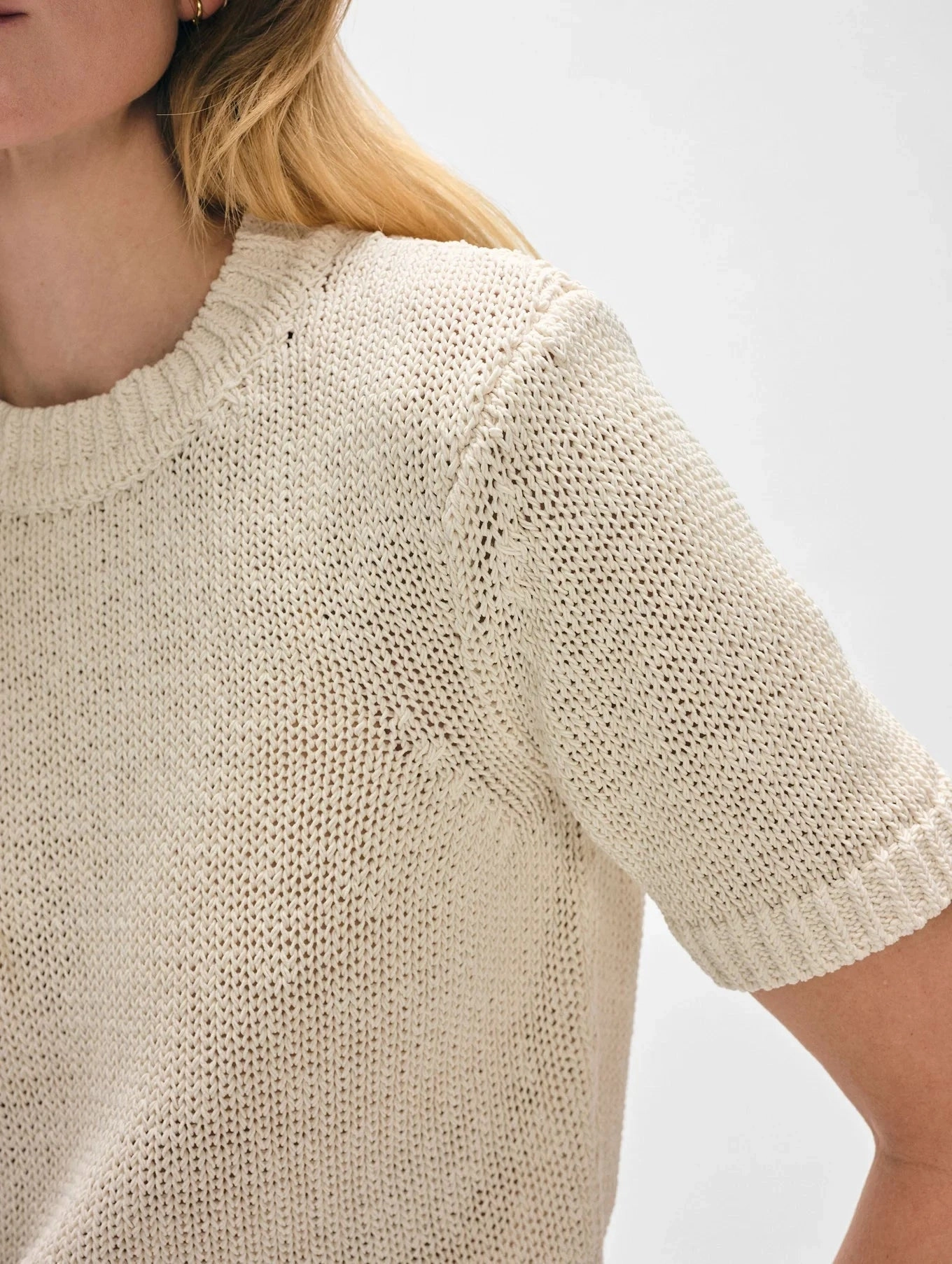 Reinforced Stress Points Organic Cotton Tape T-Shirt Ecru