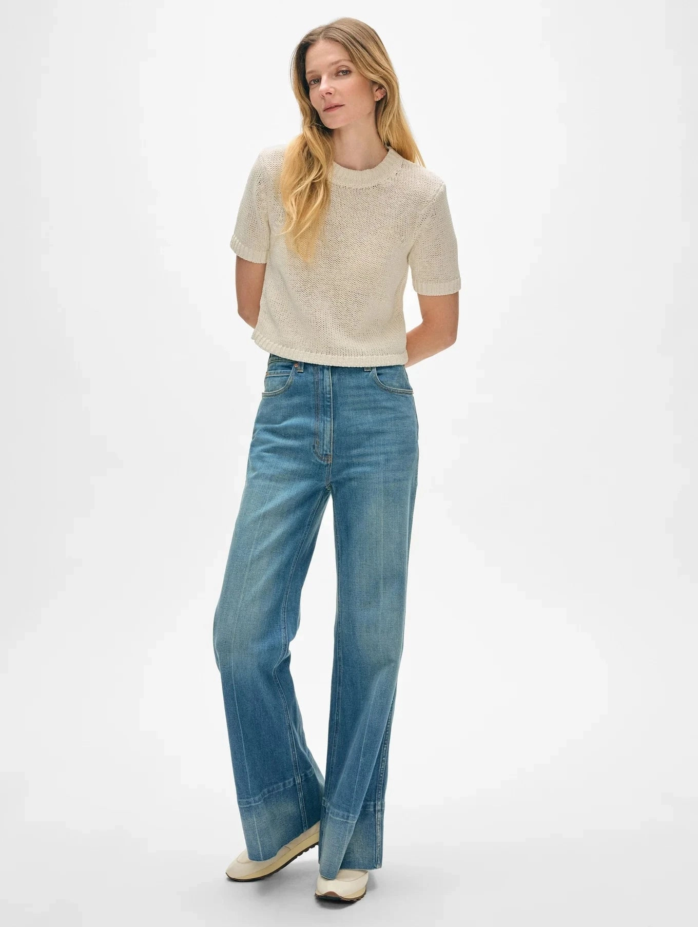 Silicone Grip Interior Organic Cotton Tape T-Shirt Ecru