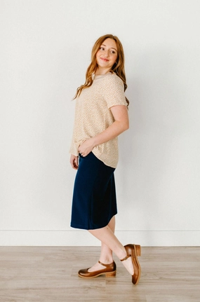 Comfy Look Clean Cut Jasmine Skirt Navy