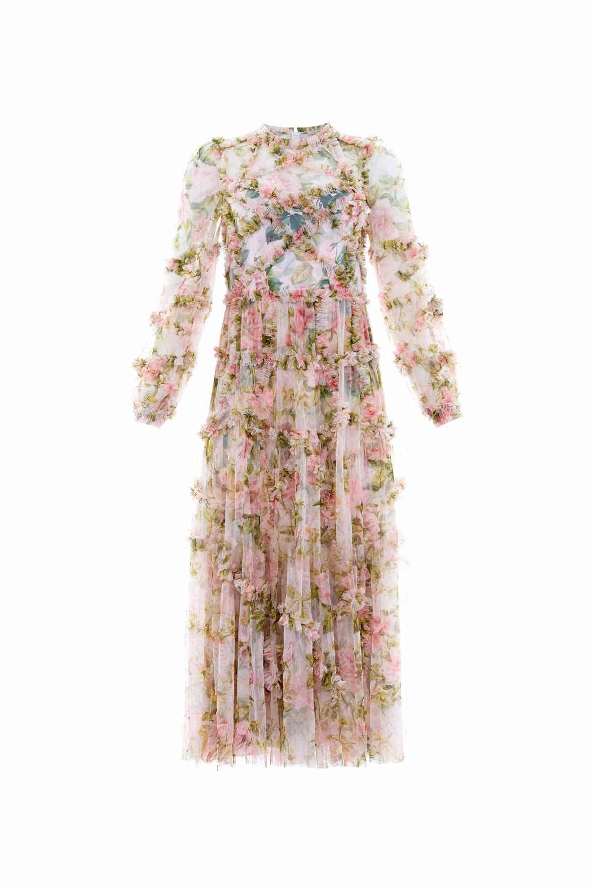 English Rose Diamond Ruffle Ballerina Dress Tassel-Detail