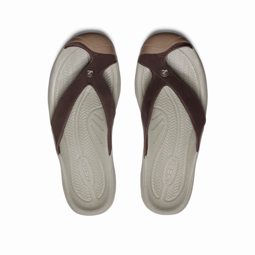 Quick Slip On Walk Men's Waimea Leather Flip-Flop  |  Java/Plaza Taupe
