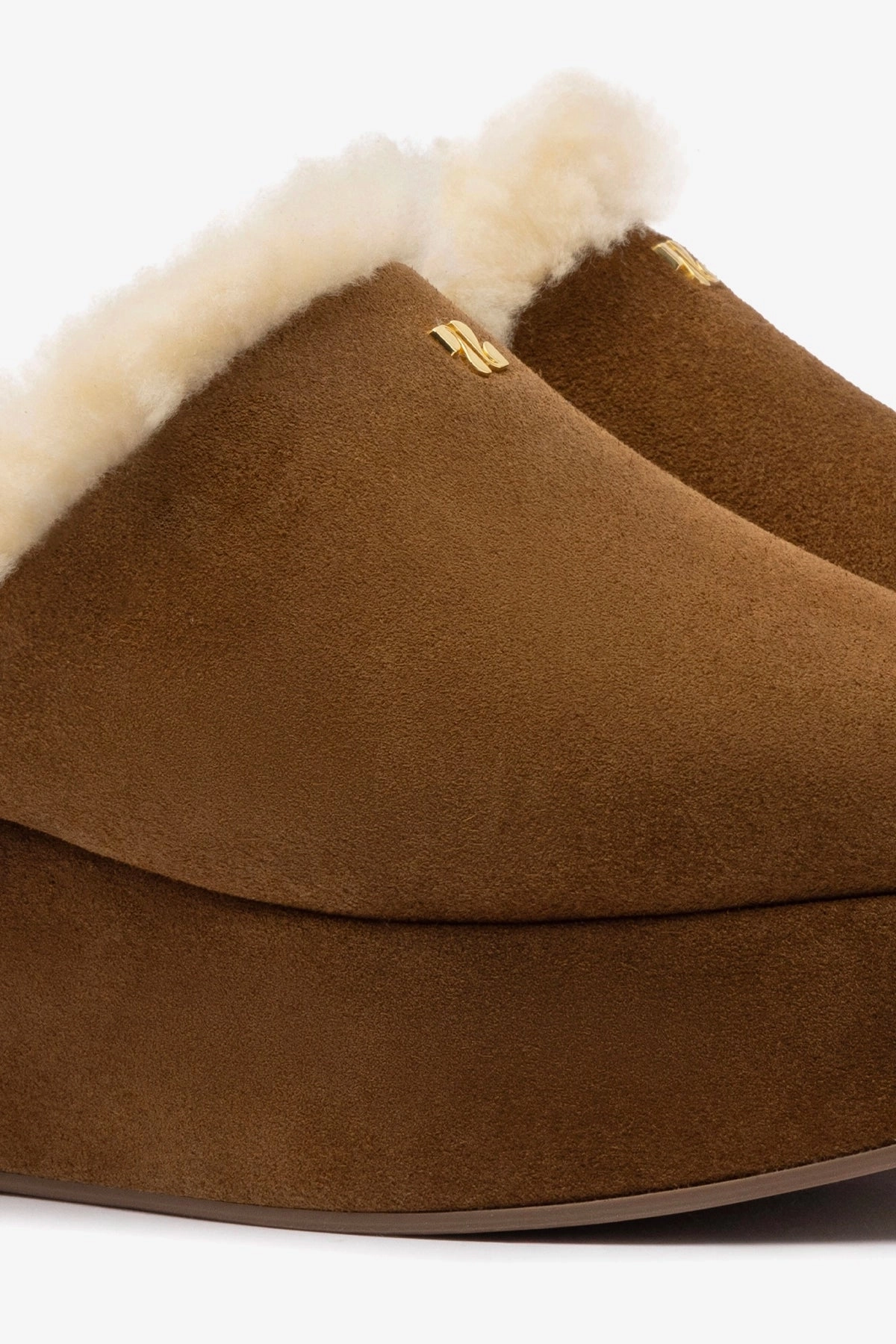 Handcrafted Detailing Dani Flatform Mule In Russet Suede