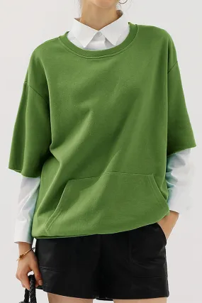 Drop Shoulder Layered Ply Construction OVERSIZED SWEATSHIRT WITH KANGAROO POCKET