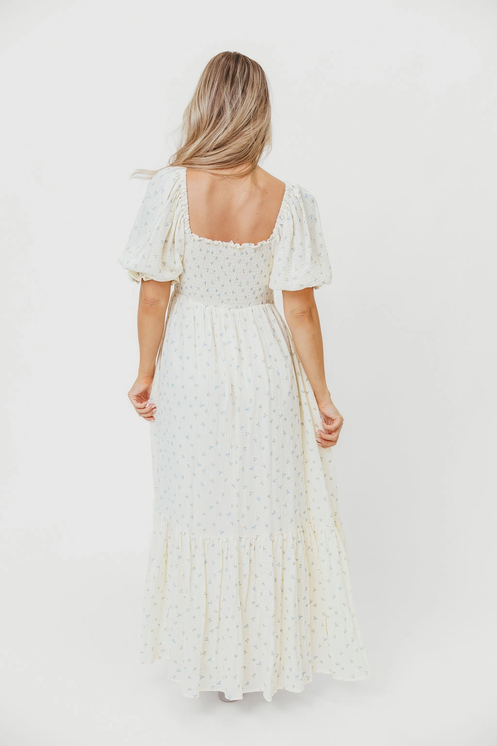 Quick Fit Livvy 100% Cotton Maxi Dress in Petite Blue Floral -Bump Friendly & Inclusive Sizing