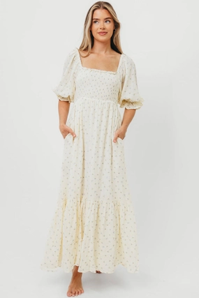 Livvy 100% Cotton Maxi Dress in Petite Blue Floral -Bump Friendly & Inclusive Sizing Work Chic Chic and Flattering