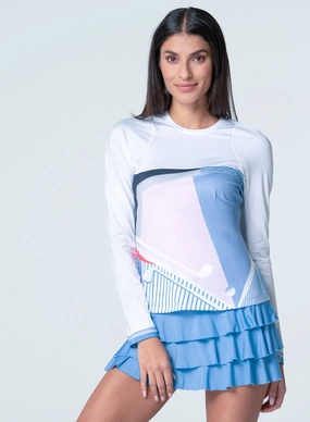 Layered Hem Detailing BreathableMesh Linen Slice Long Sleeve