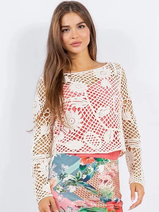 Paparazzi Crochet Crop Top Contrast Stitch Detail Athletic Look