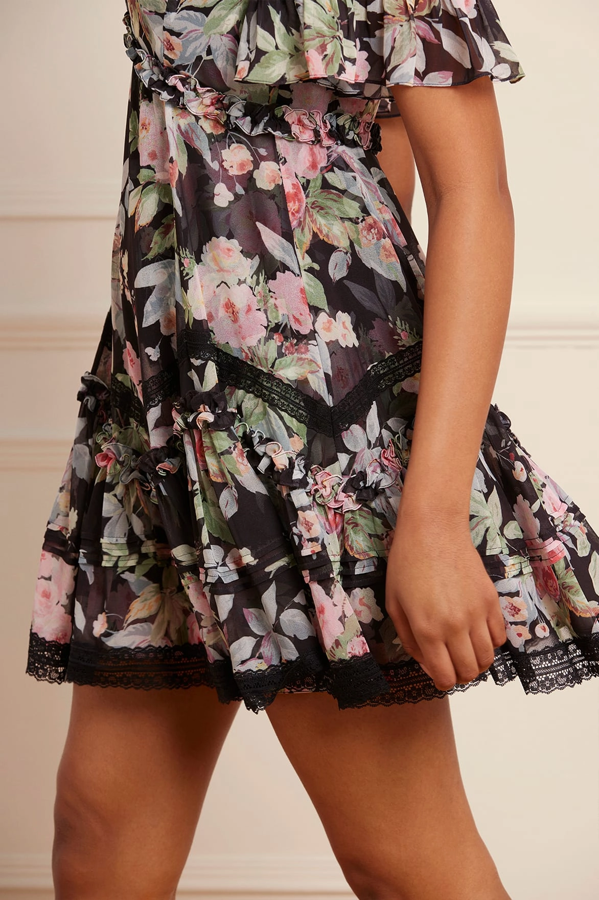 Lightweight Layer Work or Play Paradise Garden Sonata Georgette Micro Mini Dress