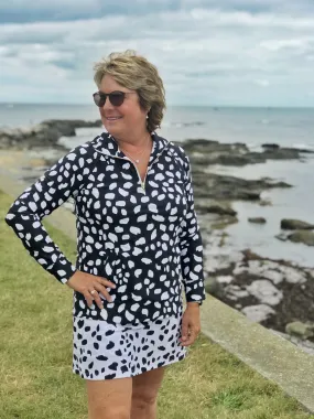 Parker Pullover Diana's Dot Black/White Sporty Style Ribbed Knit Fabric