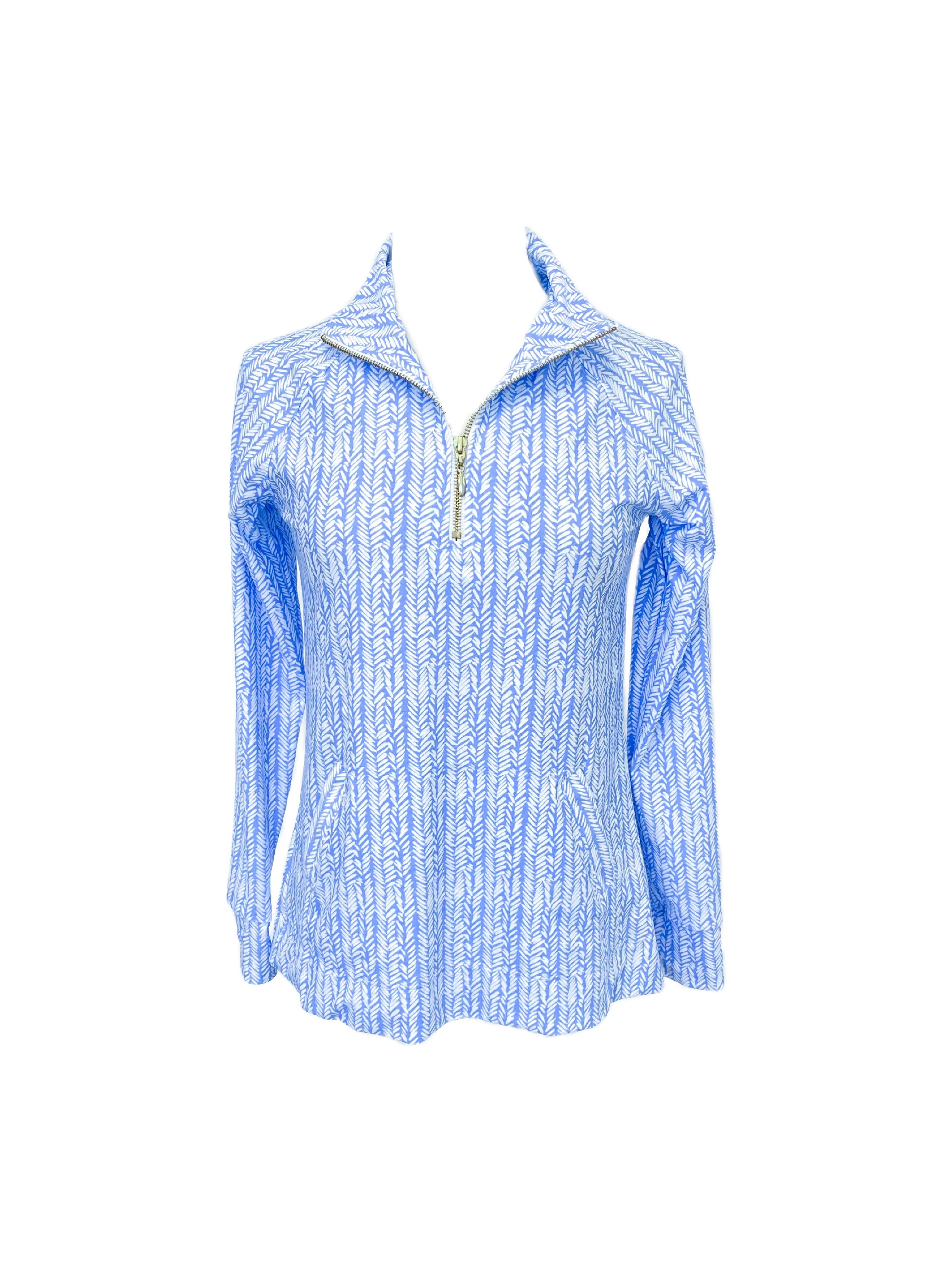 Parker Pullover Ferns Cornflower Blue Thermal Insulation Layer StretchComfortDesign