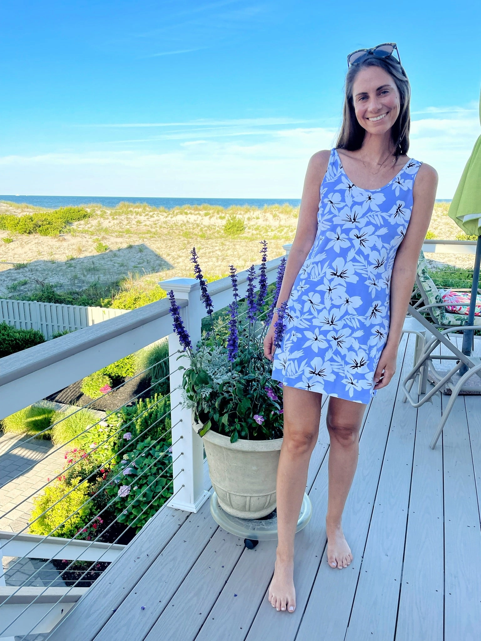 Bali Tank Dress Hibiscus Lilac Easy Draping Spring Ready