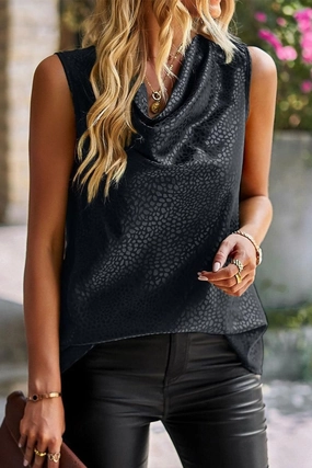 PATTERNED SLEEVELESS CASUAL TOP AbrasionResistantEdging Athletic Look