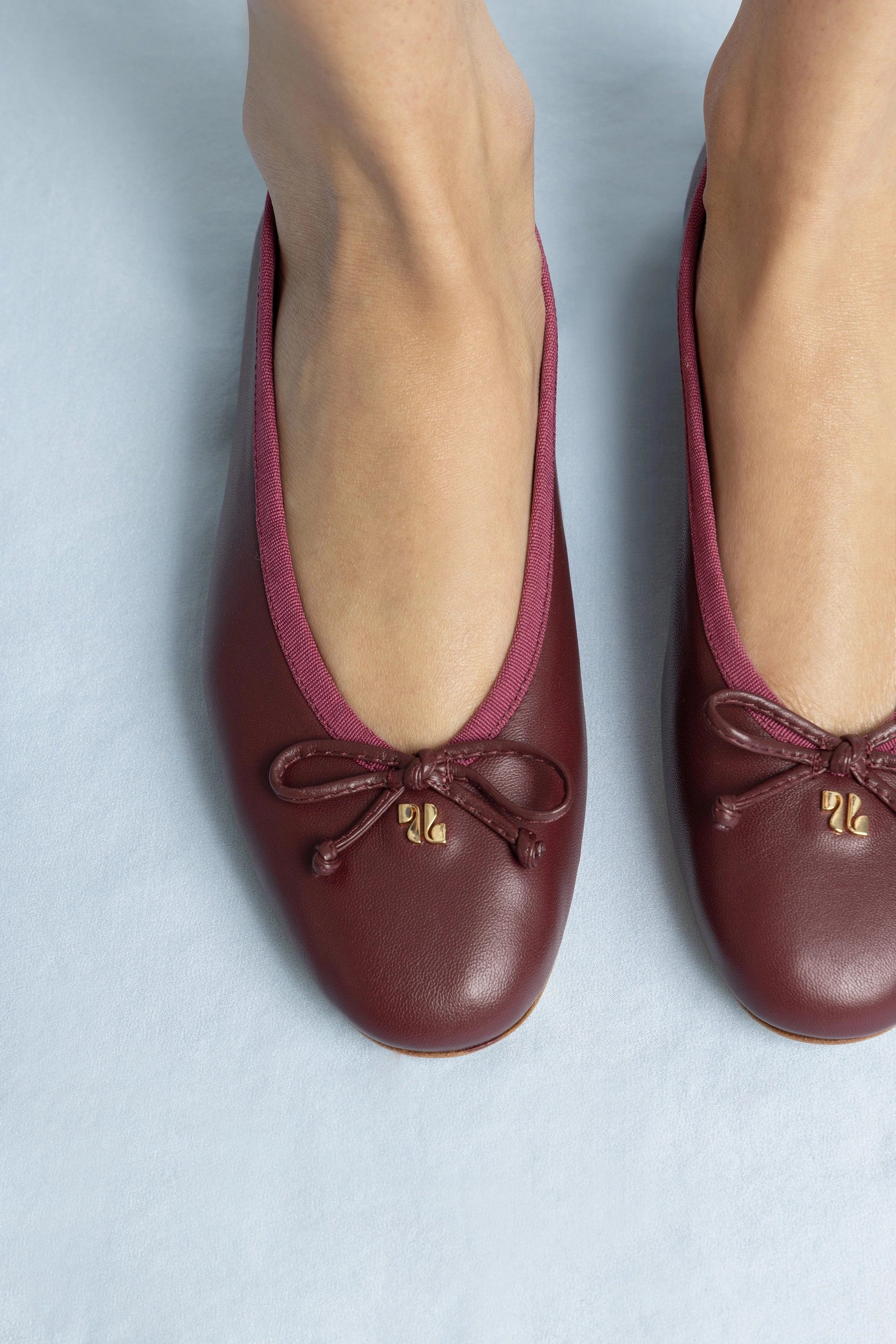 Pavlova Ballet Flat In Burgundy Leather mud proof Weekend Casual