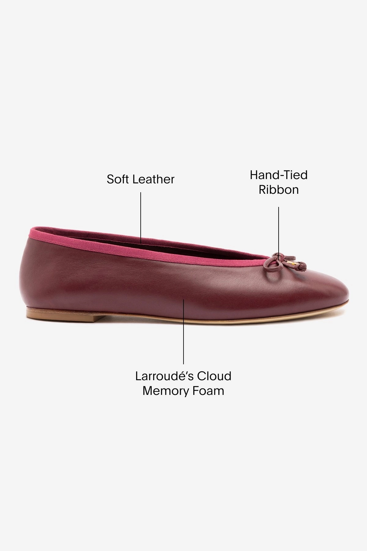 Firm Edge Power Flow Pavlova Ballet Flat In Burgundy Leather