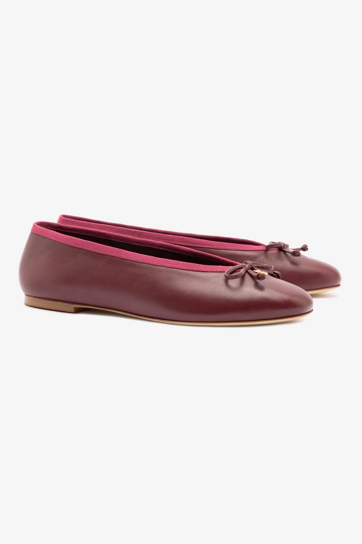 Sky Blue Ankle wrap Pavlova Ballet Flat In Burgundy Leather