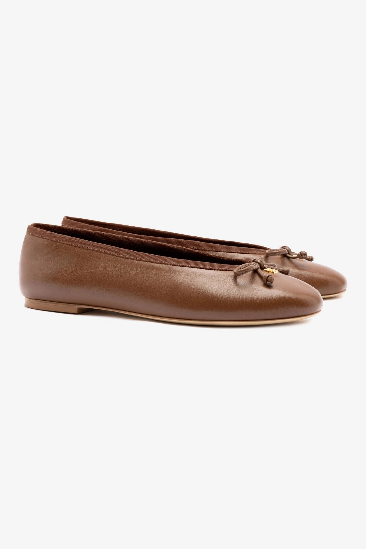 Pavlova Ballet Flat In Burnt Umber Leather Moon Tone Wide Base