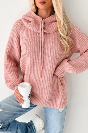 Luxurious Feel YarnDyedFabric Peace Of Mind Oversized Hoodie Sweater (Blush)