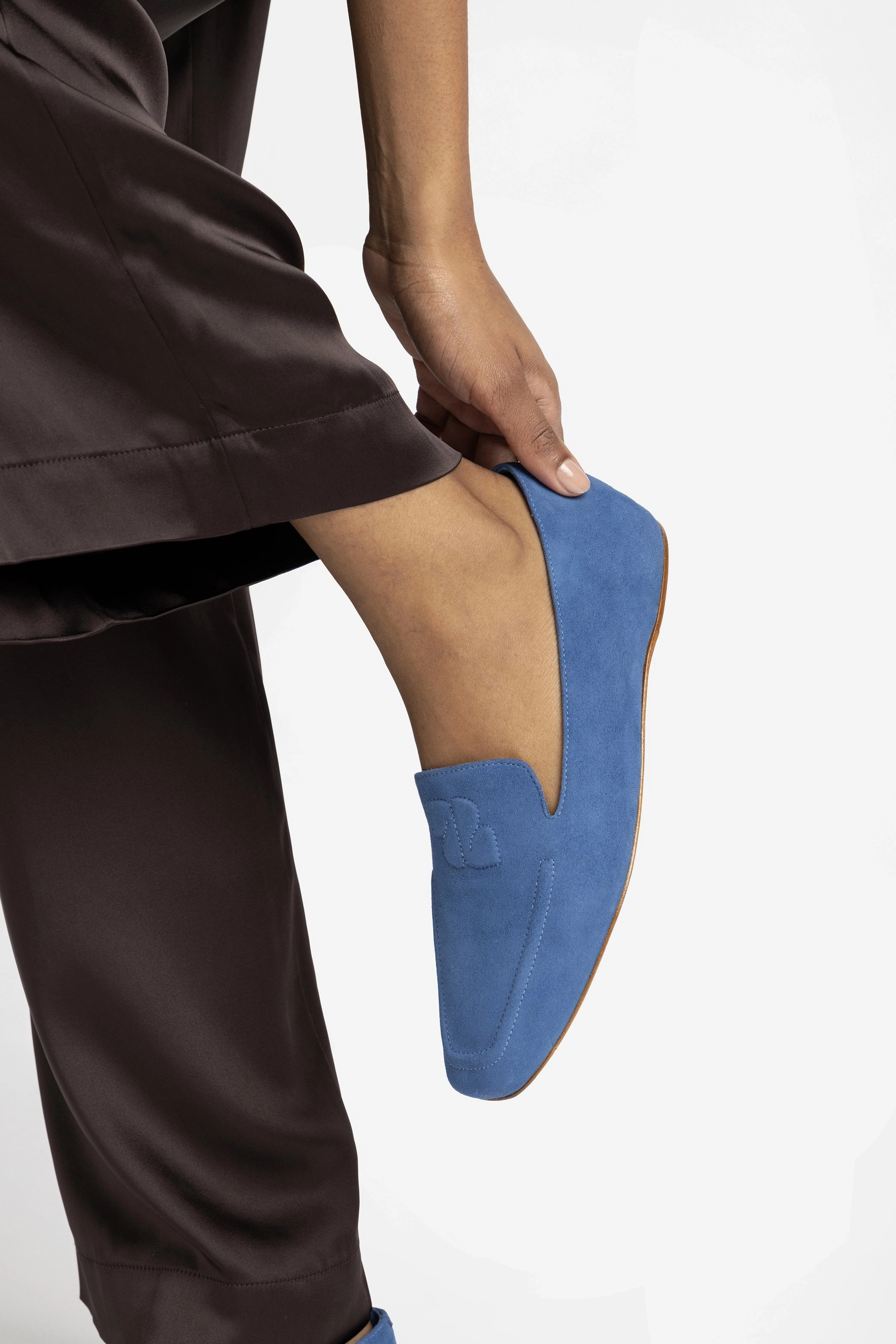 Penny Loafer In Blue Stoned Suede Road grip