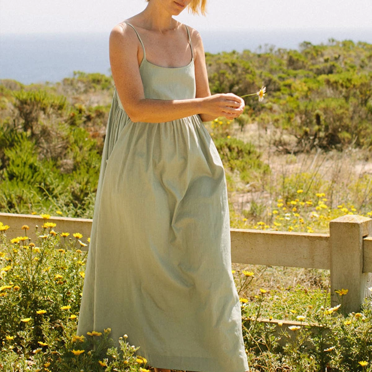 Outdoor Ready Trendy Cut COTTON SLIP DRESS WITH LARGE POCKETS_CWDMD2171