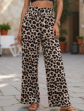 Thermal regulation Personalized leopard print wide-leg pants