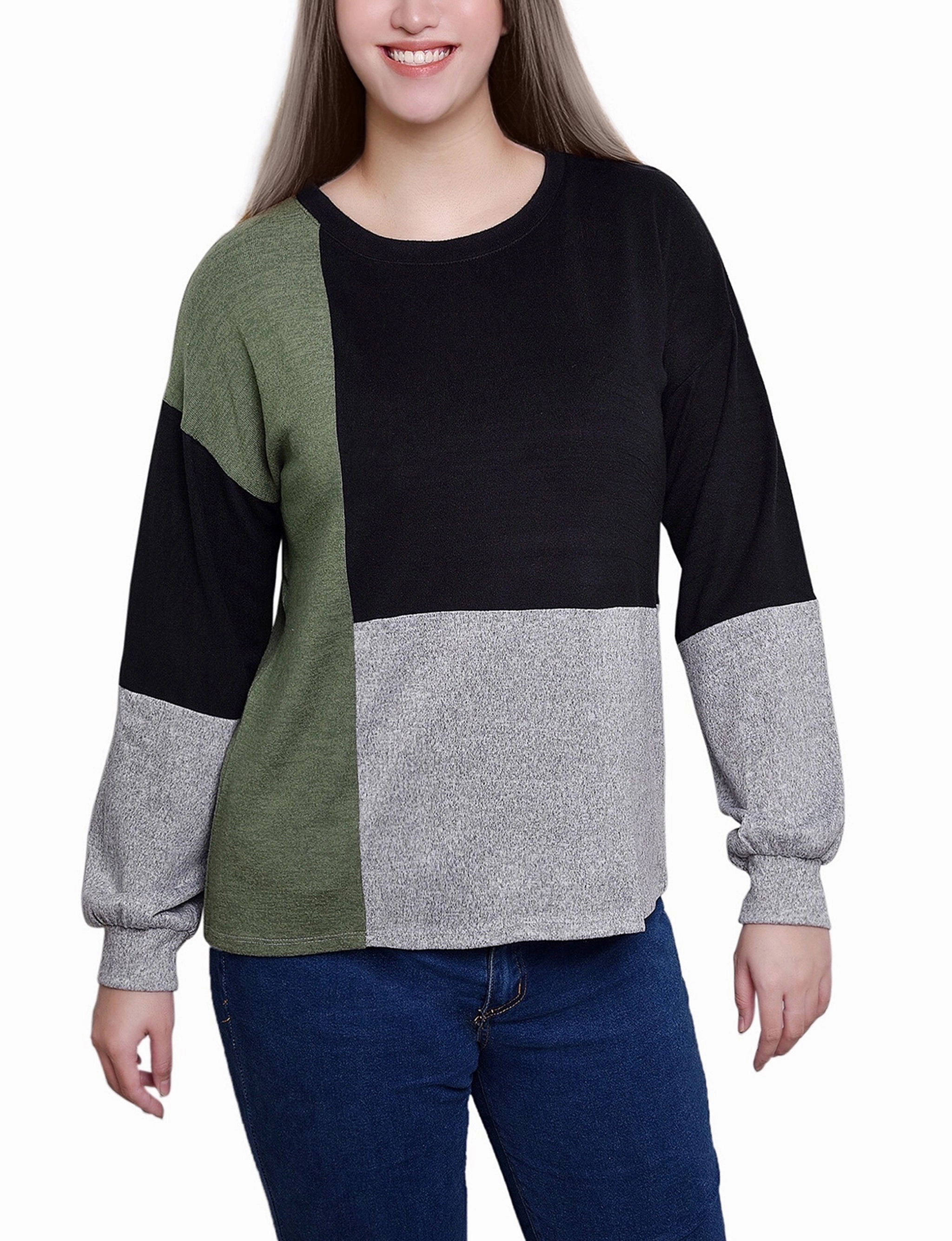SubtleTexture NonChafeCollarTech Petite Color-Blocked Top