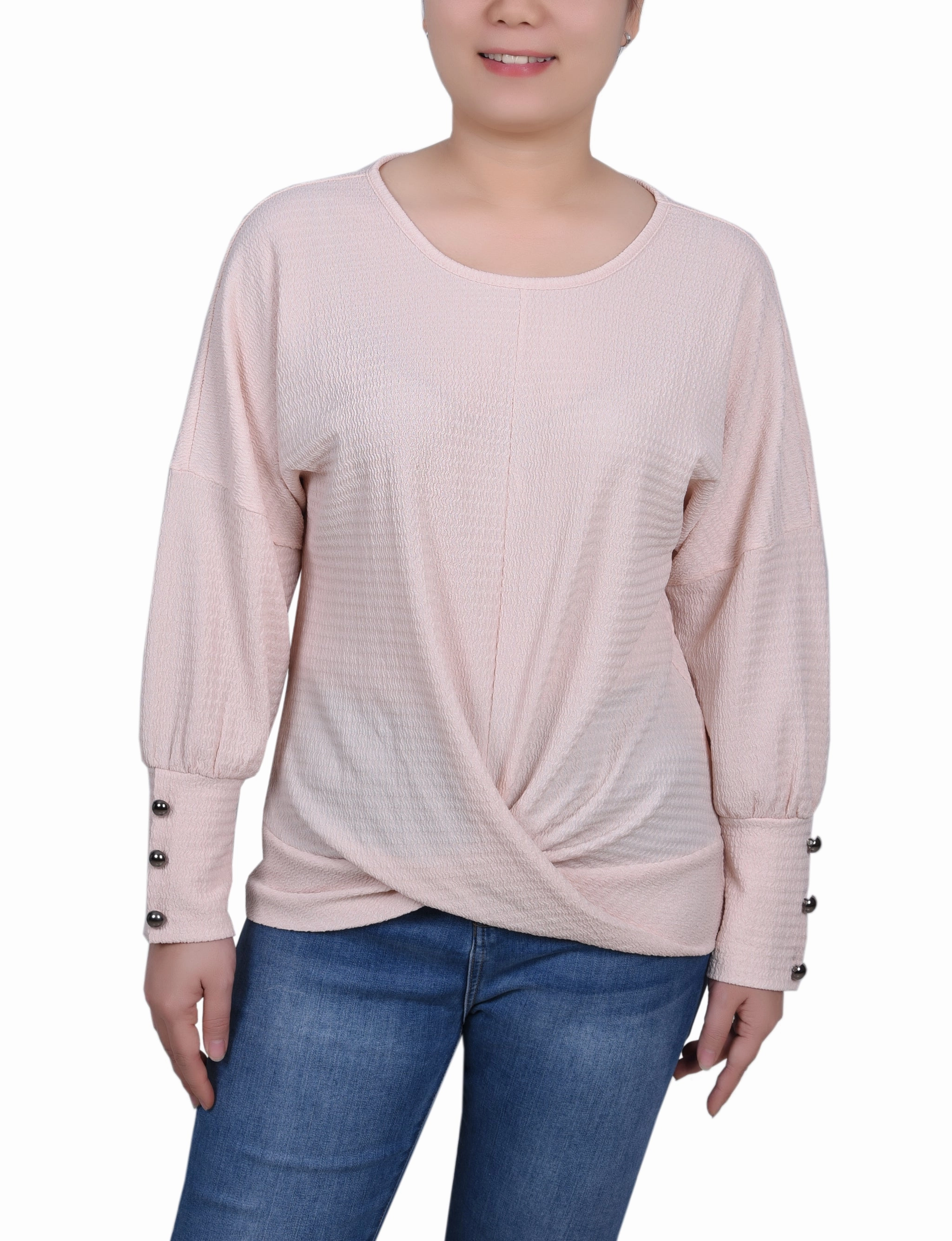 ErgonomicShape Petite Long Sleeve Textured Knit Top