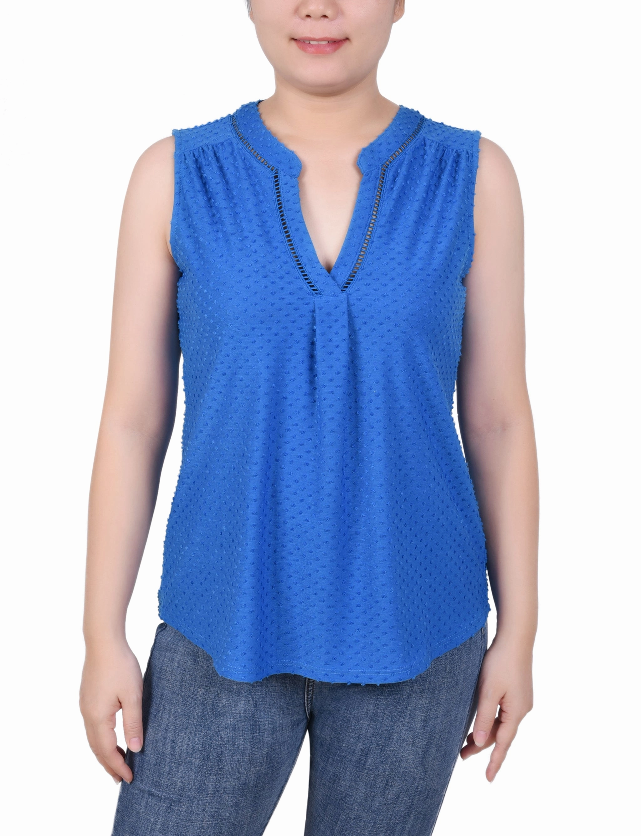 Petite Sleeveless Swiss Dot Top LongWearingComfort AntiPillingFinish