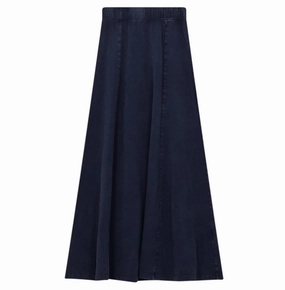 Fashion Tones Vibe Ready Unclear Dark Denim Wash Panel Long Skirt SB3CYT2056SL