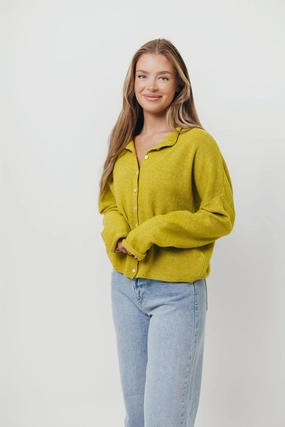 Piper Cardigan in Dijon Yellow Cool Fabric FadeResistant Dye