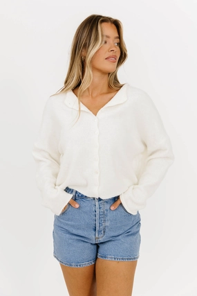 Quick Access Zipper AntiPill Surface Piper Cardigan in Snow