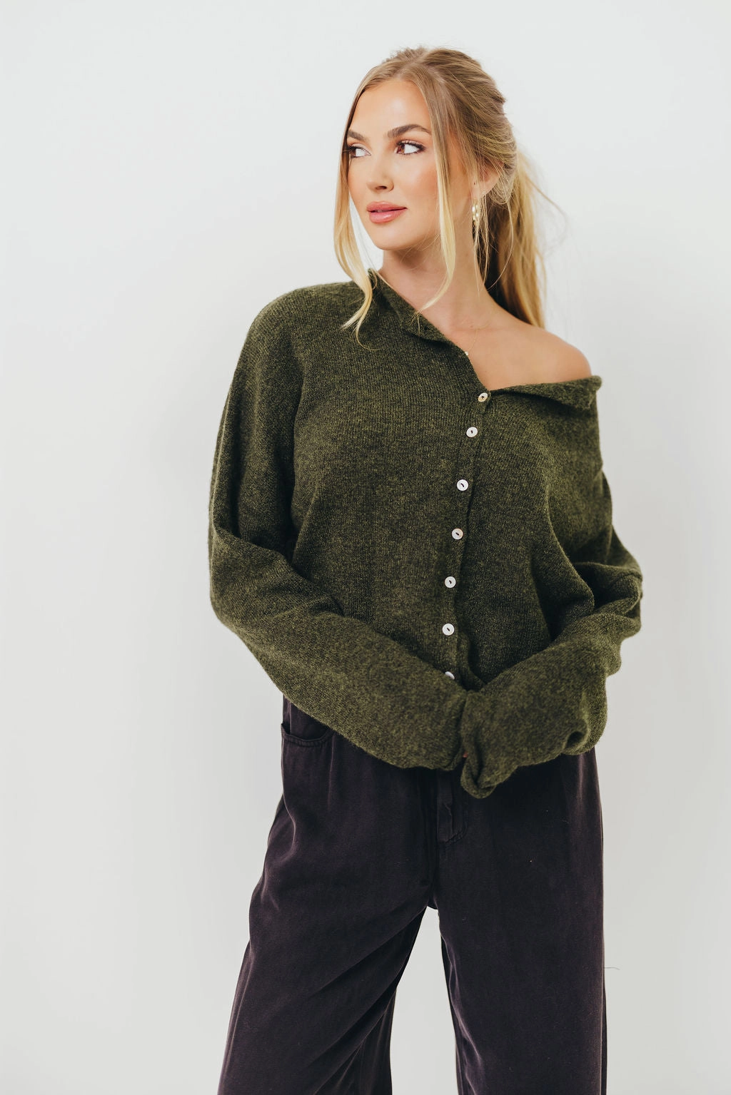 Piper Cardigan Top in Hunter Green MultiFunctionalPockets Sporty Blouse