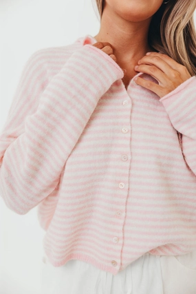 Piper Mini Stripes Cardigan in Pink High Durability Material