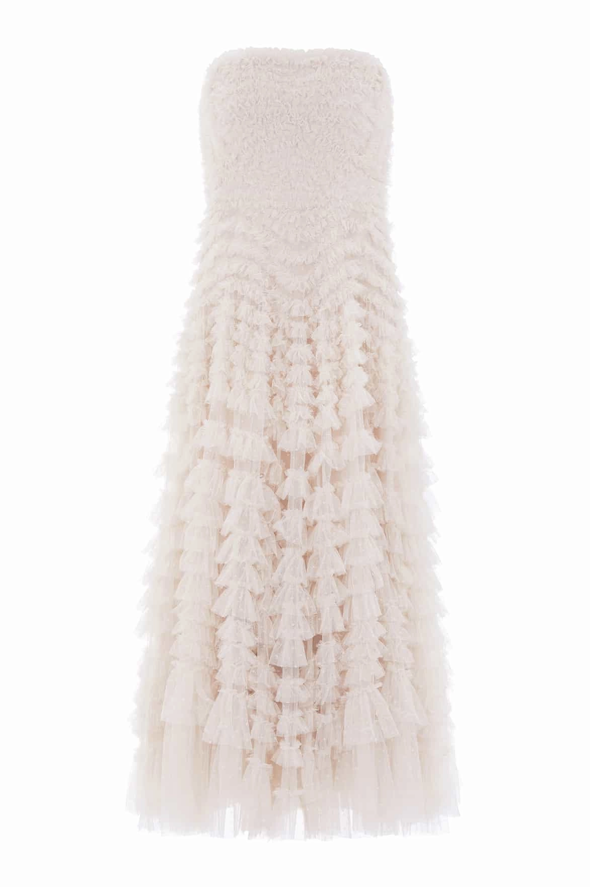 Hattie Ruffle Strapless Ankle Gown Polished Motion Boxy-Style