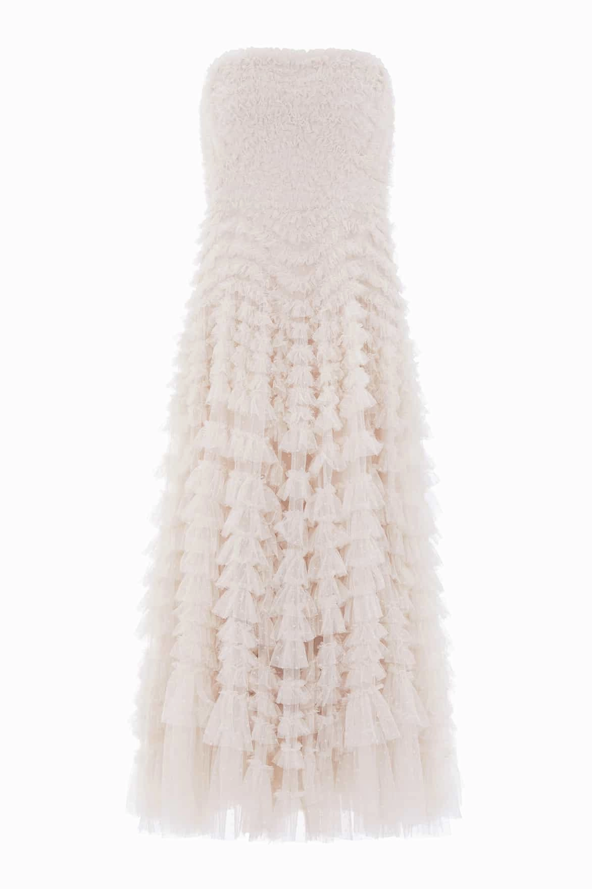 Empire Waist Hattie Ruffle Strapless Ankle Gown