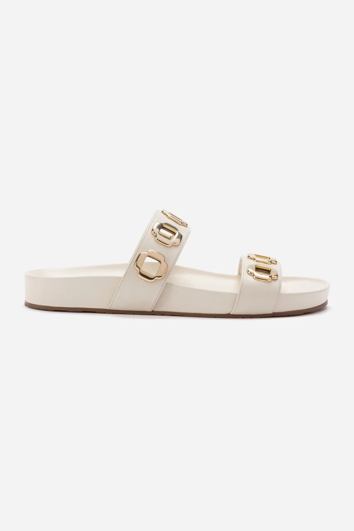 Milan Slide In Ivory Leather Shock absorption Contoured Arch Bridge