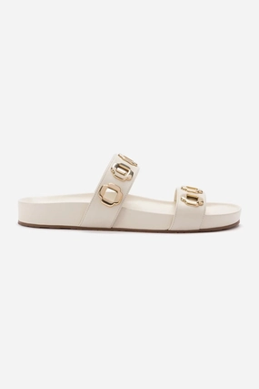 Milan Slide In Ivory Leather Shock absorption Contoured Arch Bridge