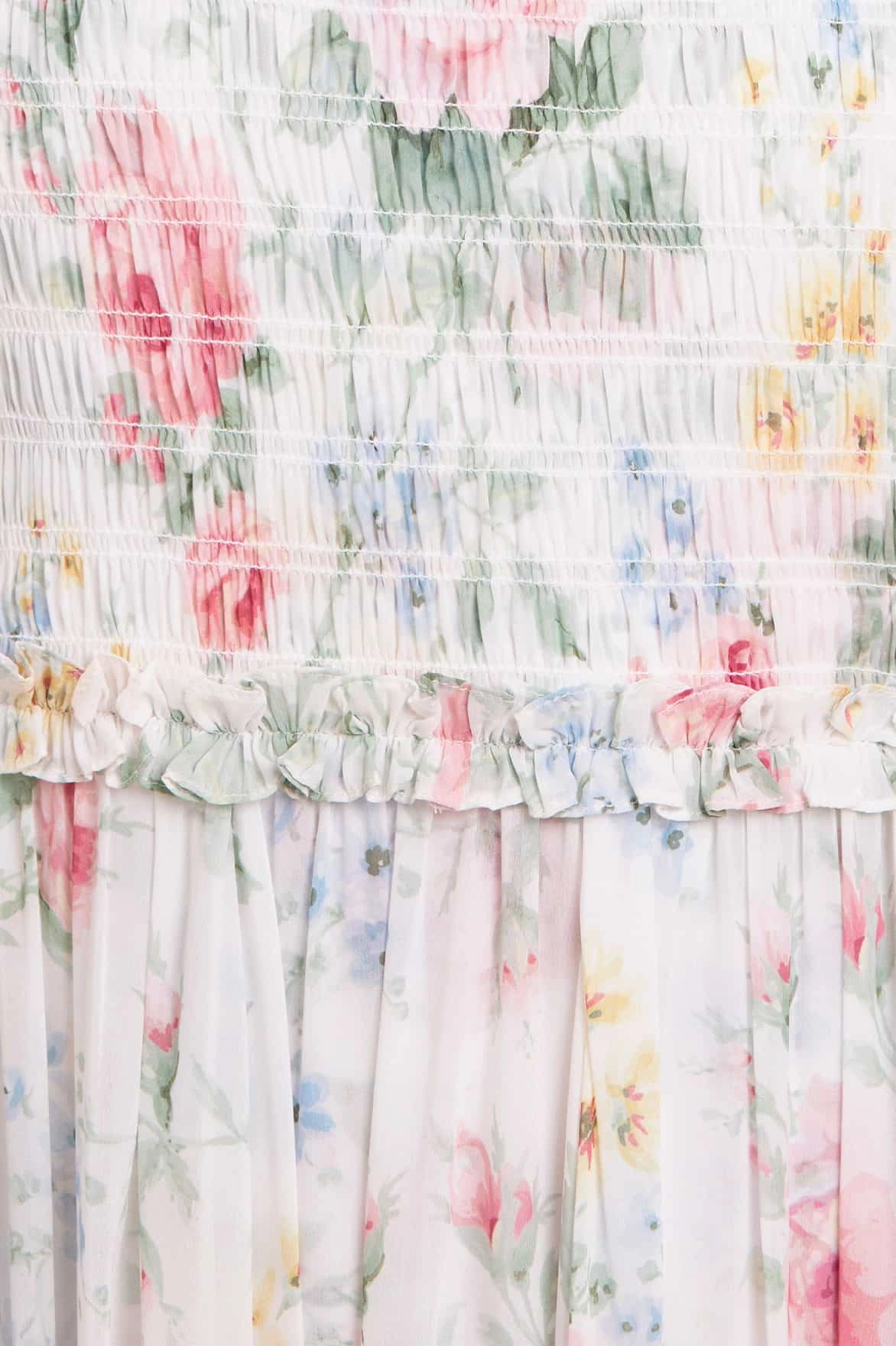 Pompadour Garden Chiffon Smocked Cami Ankle Gown Comfy Wear