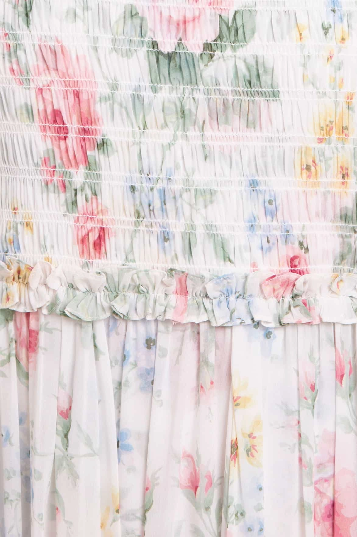 Pompadour Garden Chiffon Smocked Cami Ankle Gown Dainty Finish Fashion Fit